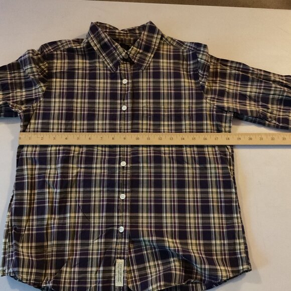 Abercrombie & Fitch Plaid Long Sleeve Button-Up Shirt  Purple & Green Medium Fit - Picture 3 of 9